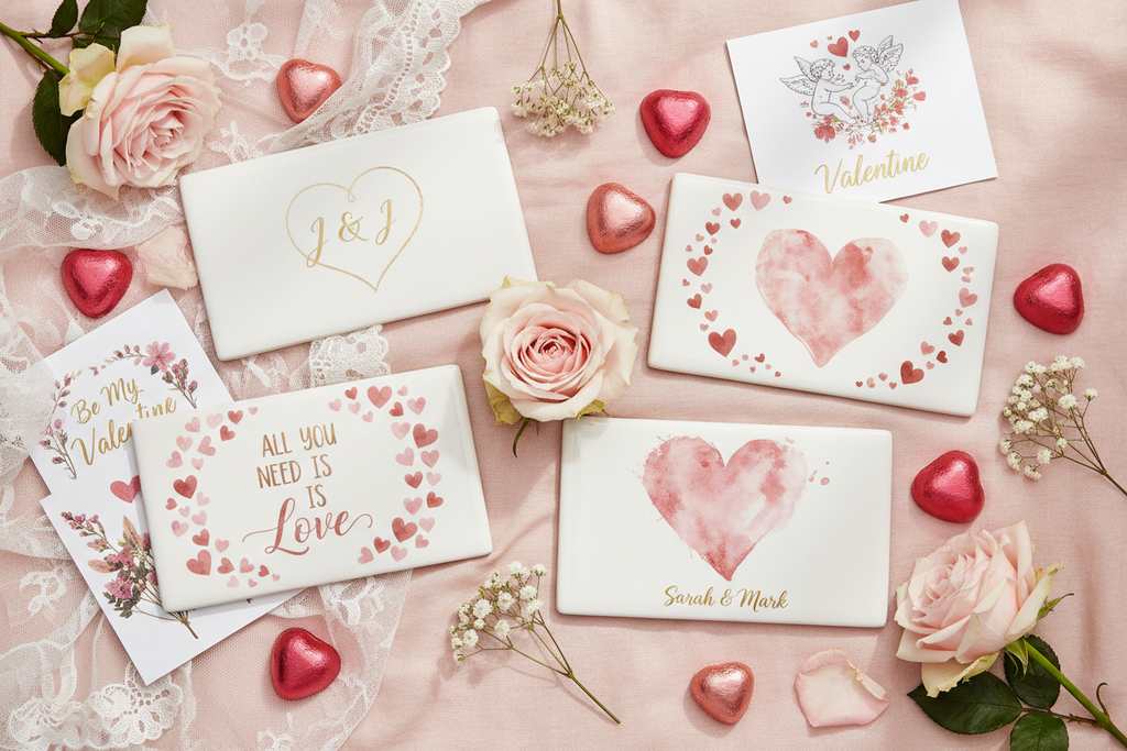 Valentijnsdag tegels flat lay